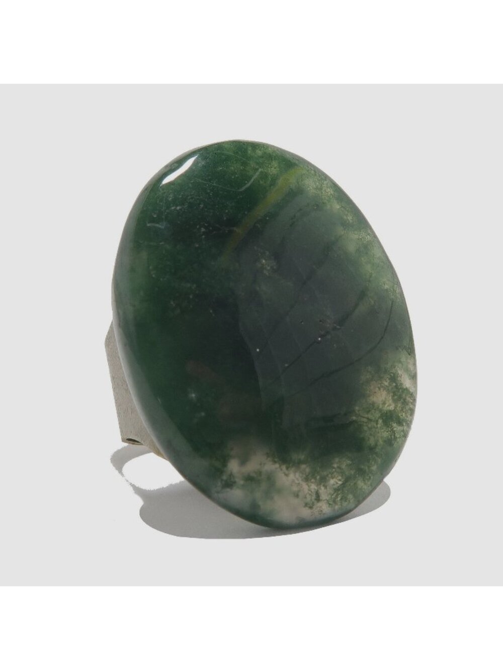 Moss Agate Ring Green Forest Finger Bronze Adjustable Statement Gemstone Jewelry